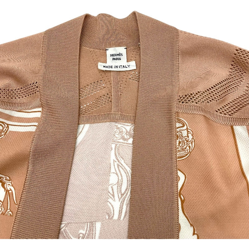 エルメス HERMES 無秩序ツイルレーヌロングカーディガン 4E2831DQ ベージュ シルク レディース カーディガン