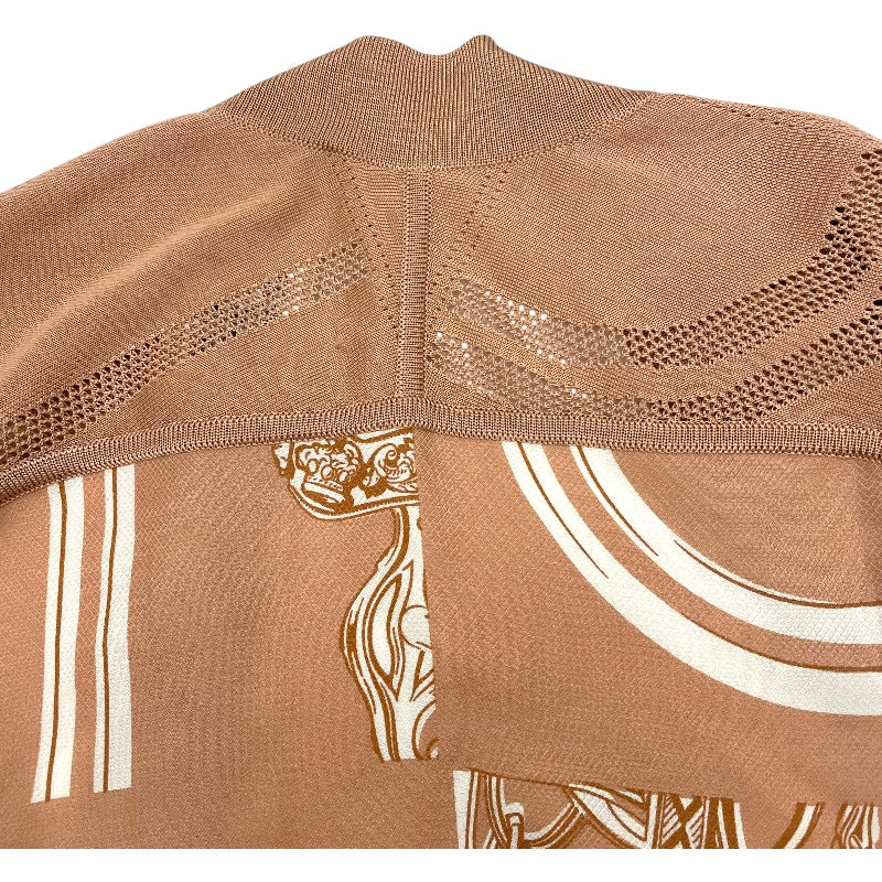 エルメス HERMES 無秩序ツイルレーヌロングカーディガン 4E2831DQ ベージュ シルク レディース カーディガン