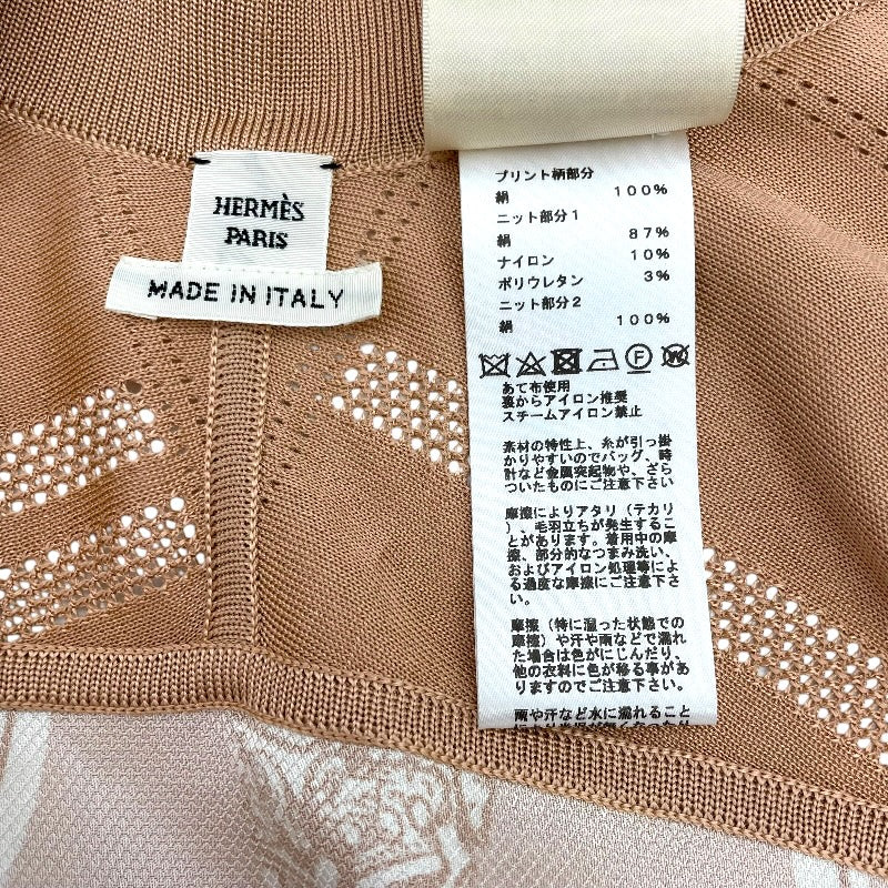 エルメス HERMES 無秩序ツイルレーヌロングカーディガン 4E2831DQ ベージュ シルク レディース カーディガン