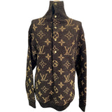ルイ・ヴィトン LOUIS VUITTON モノグラム総柄タートルネックニットセーター FMKL03 ブラウン ウール レディース セーター