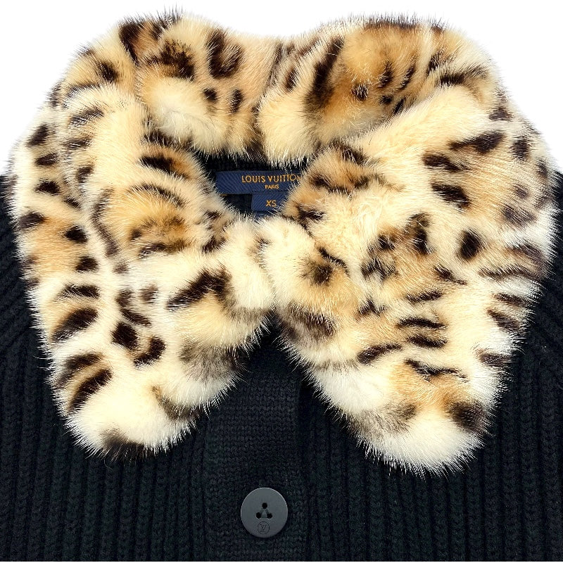 ルイ・ヴィトン LOUIS VUITTON レオパードカラーニットカーディガン FFKC99HWW ブラック ウール レディース カーディガン