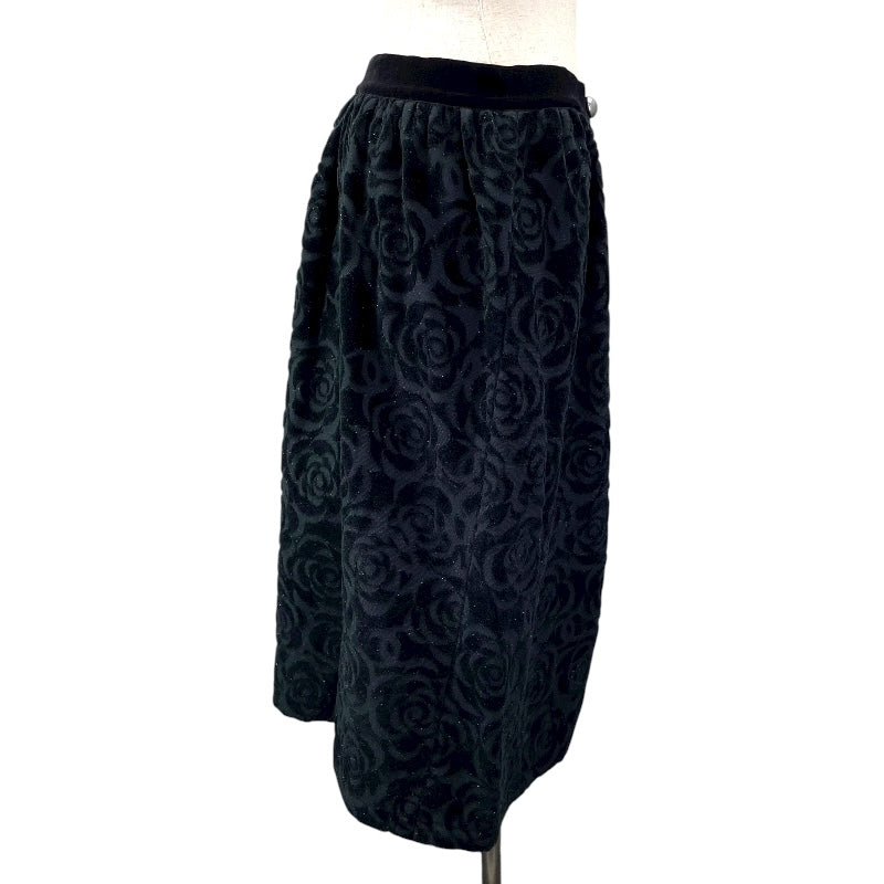 シャネル CHANEL カメリア総柄ラップスカート P59375 ブラック コットン レディース ロングスカート