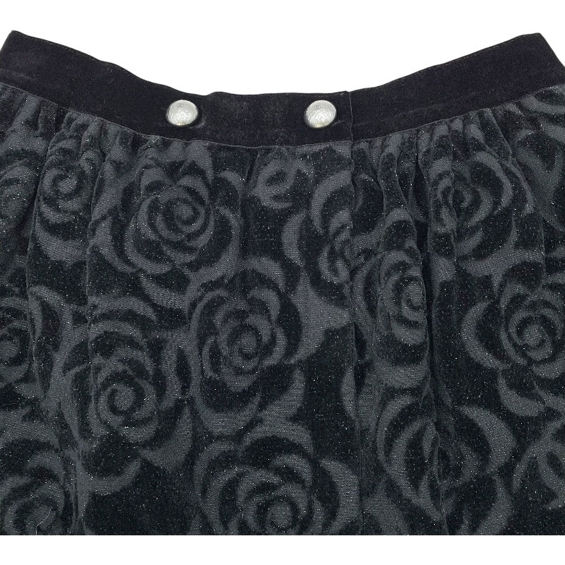 シャネル CHANEL カメリア総柄ラップスカート P59375 ブラック コットン レディース ロングスカート