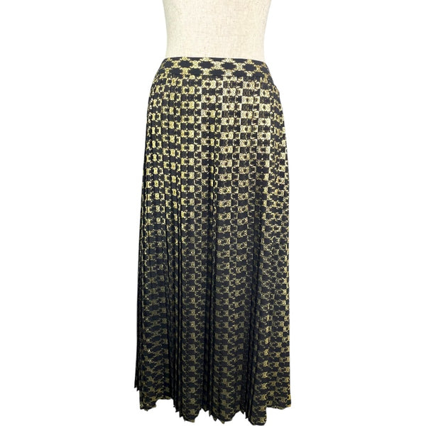 セリーヌ CELINE トリオンフ総柄プリーツスカート 2J075805F ブラック 絹 レディース ロングスカート