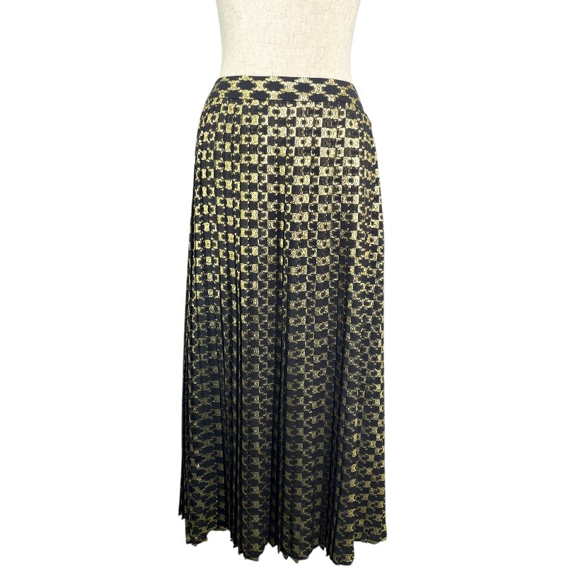 セリーヌ CELINE トリオンフ総柄プリーツスカート 2J075805F ブラック 絹 レディース ロングスカート
