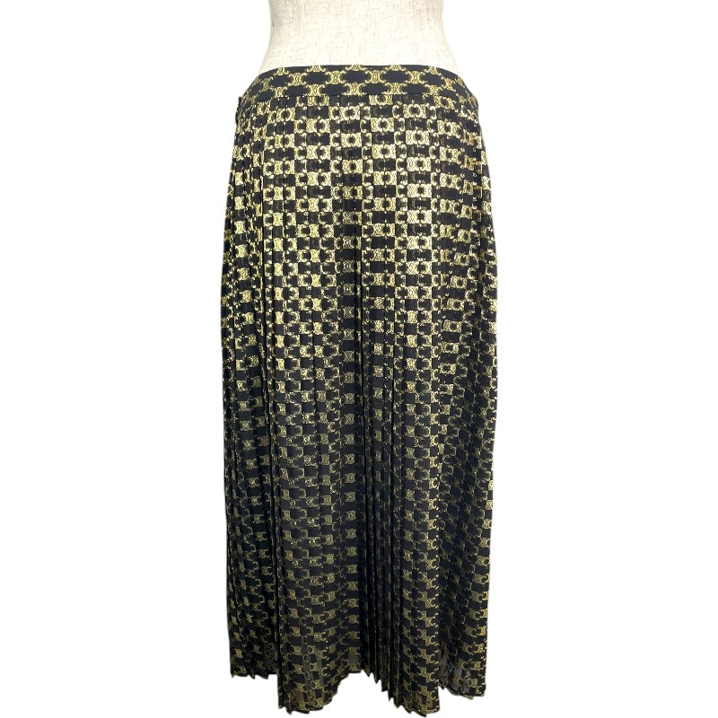 セリーヌ CELINE トリオンフ総柄プリーツスカート 2J075805F ブラック 絹 レディース ロングスカート