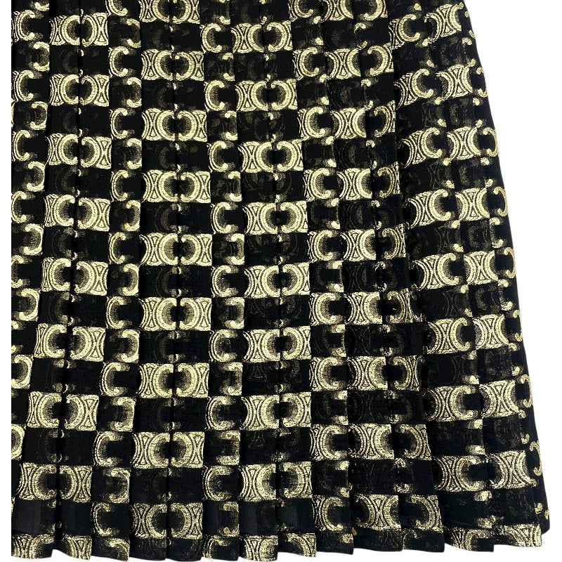 セリーヌ CELINE トリオンフ総柄プリーツスカート 2J075805F ブラック 絹 レディース ロングスカート