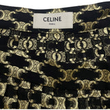 セリーヌ CELINE トリオンフ総柄プリーツスカート 2J075805F ブラック 絹 レディース ロングスカート