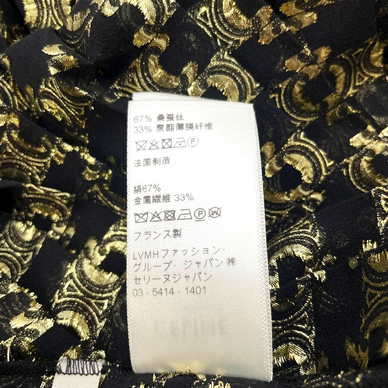 セリーヌ CELINE トリオンフ総柄プリーツスカート 2J075805F ブラック 絹 レディース ロングスカート