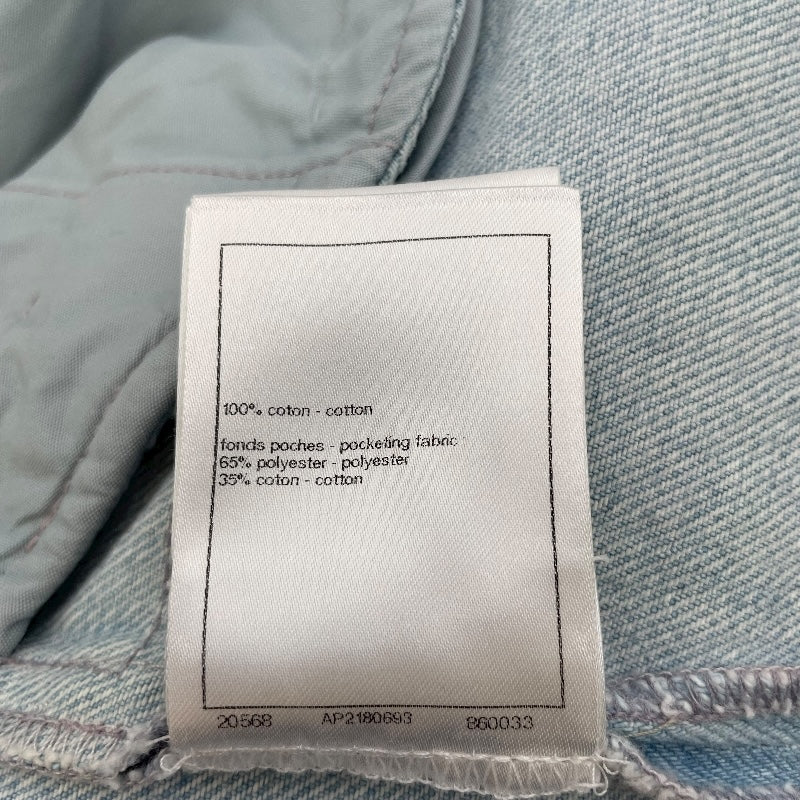 シャネル CHANEL ココマークボタンウォッシュドデニムパンツ P76228 ブルー コットン レディース デニムパンツ