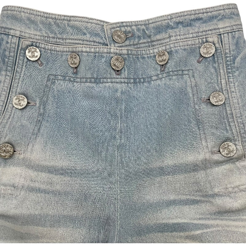 シャネル CHANEL ココマークボタンウォッシュドデニムパンツ P76228 ブルー コットン レディース デニムパンツ