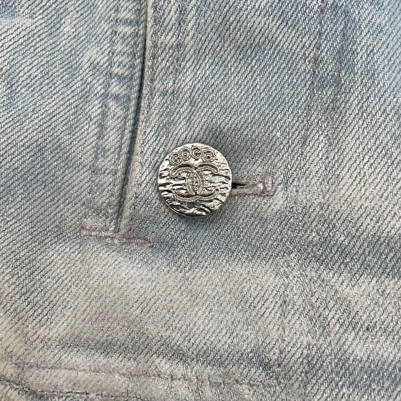 シャネル CHANEL ココマークボタンウォッシュドデニムパンツ P76228 ブルー コットン レディース デニムパンツ