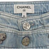 シャネル CHANEL ココマークボタンウォッシュドデニムパンツ P76228 ブルー コットン レディース デニムパンツ