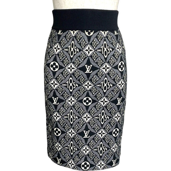 ルイ・ヴィトン LOUIS VUITTON モノグラムジャガードニットスカート FKKZ99 ブラック ウール レディース スカート