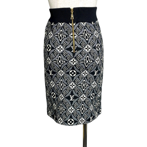 ルイ・ヴィトン LOUIS VUITTON モノグラムジャガードニットスカート FKKZ99 ブラック ウール レディース スカート