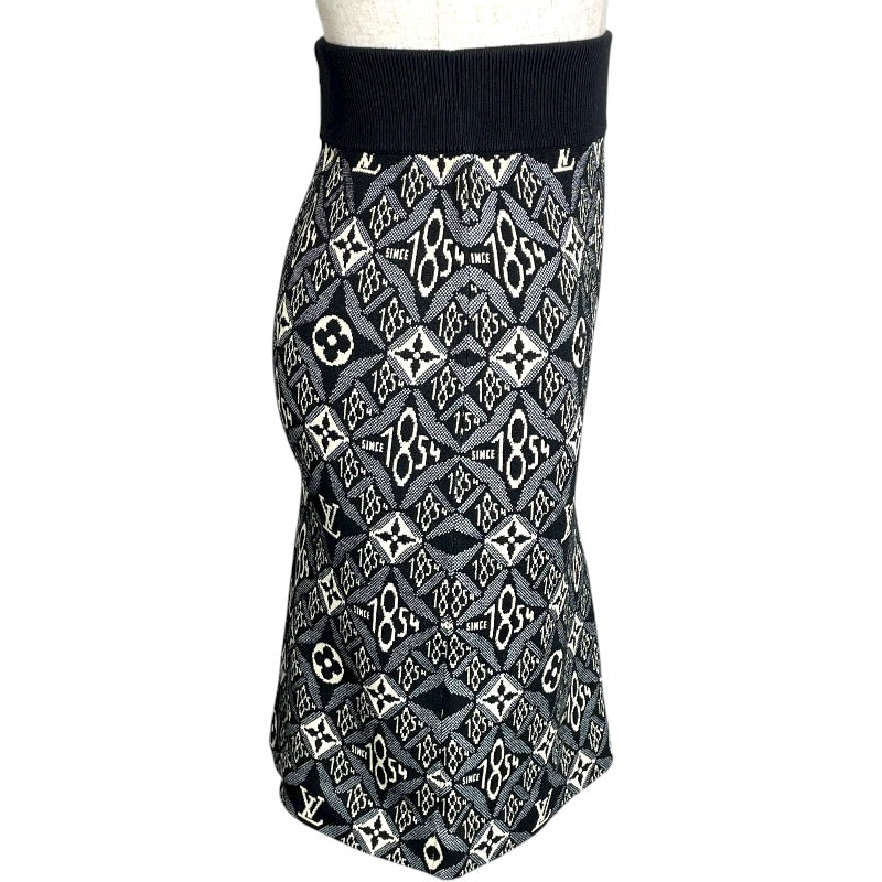 ルイ・ヴィトン LOUIS VUITTON モノグラムジャガードニットスカート FKKZ99 ブラック ウール レディース スカート