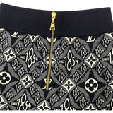 ルイ・ヴィトン LOUIS VUITTON モノグラムジャガードニットスカート FKKZ99 ブラック ウール レディース スカート