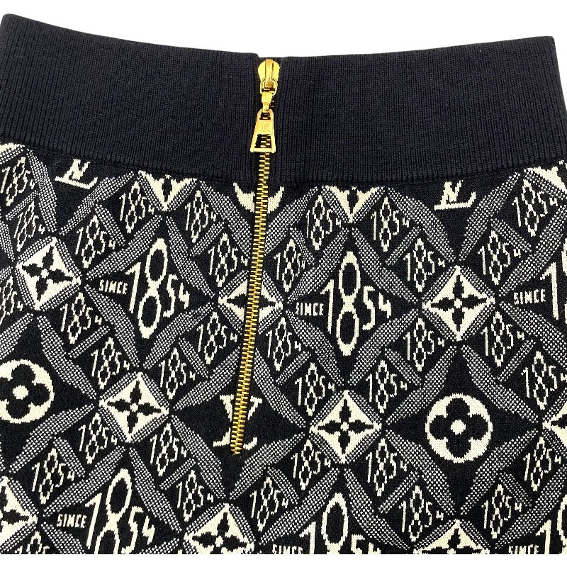 ルイ・ヴィトン LOUIS VUITTON モノグラムジャガードニットスカート FKKZ99 ブラック ウール レディース スカート