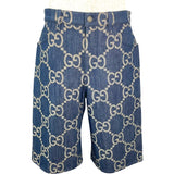 グッチ GUCCI ジャンボGG総柄デニムハーフパンツ 674338 ネイビー コットン メンズ デニムパンツ