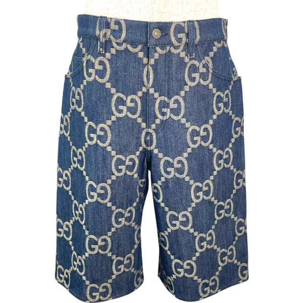 グッチ GUCCI ジャンボGG総柄デニムハーフパンツ 674338 ネイビー コットン メンズ デニムパンツ