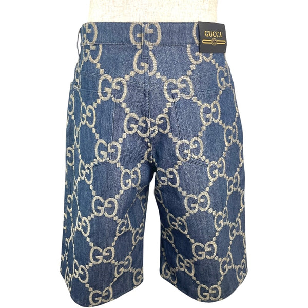 グッチ GUCCI ジャンボGG総柄デニムハーフパンツ 674338 ネイビー コットン メンズ デニムパンツ