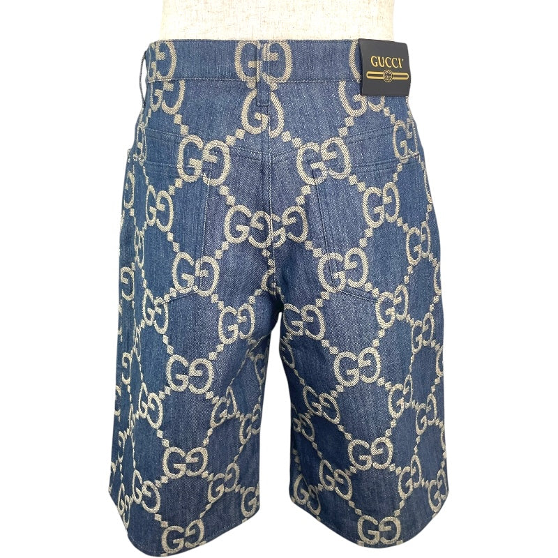 グッチ GUCCI ジャンボGG総柄デニムハーフパンツ 674338 ネイビー コットン メンズ デニムパンツ