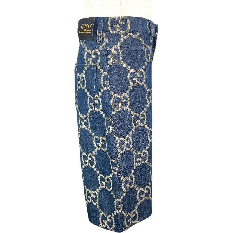 グッチ GUCCI ジャンボGG総柄デニムハーフパンツ 674338 ネイビー コットン メンズ デニムパンツ