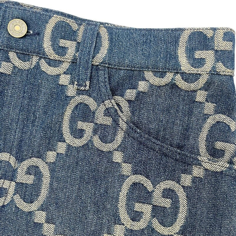 グッチ GUCCI ジャンボGG総柄デニムハーフパンツ 674338 ネイビー コットン メンズ デニムパンツ