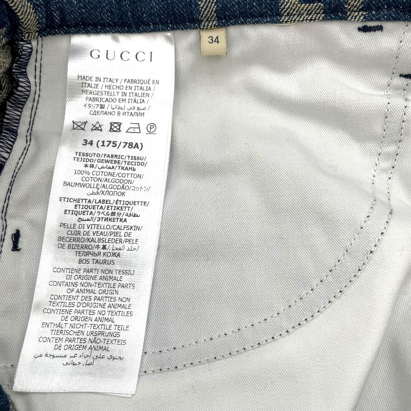 グッチ GUCCI ジャンボGG総柄デニムハーフパンツ 674338 ネイビー コットン メンズ デニムパンツ