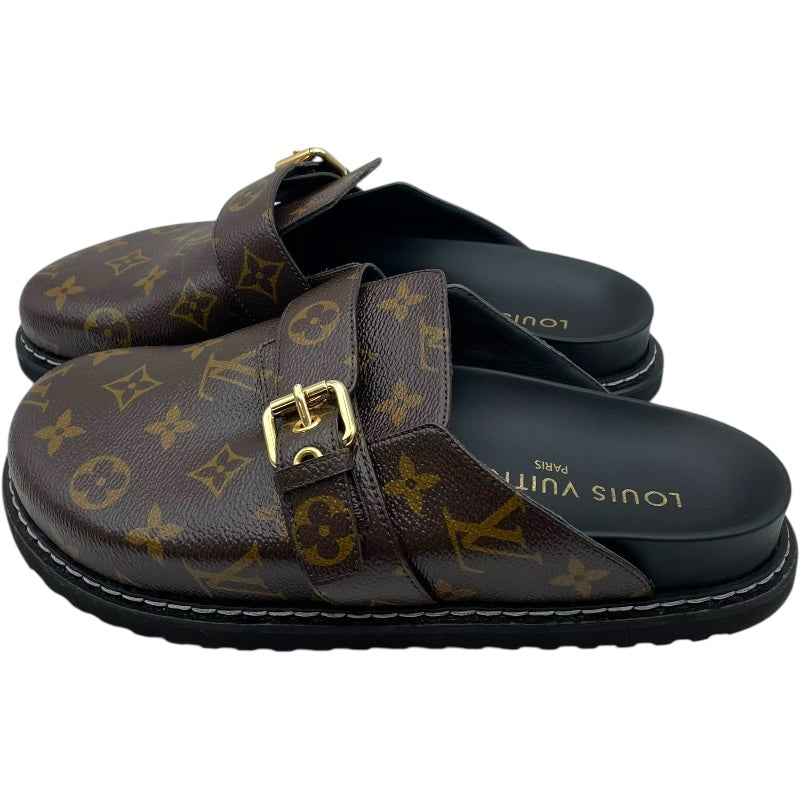 ルイ・ヴィトン LOUIS VUITTON モノグラム総柄ミュールサンダル TC0233 ブラウン レザー レディース サンダル