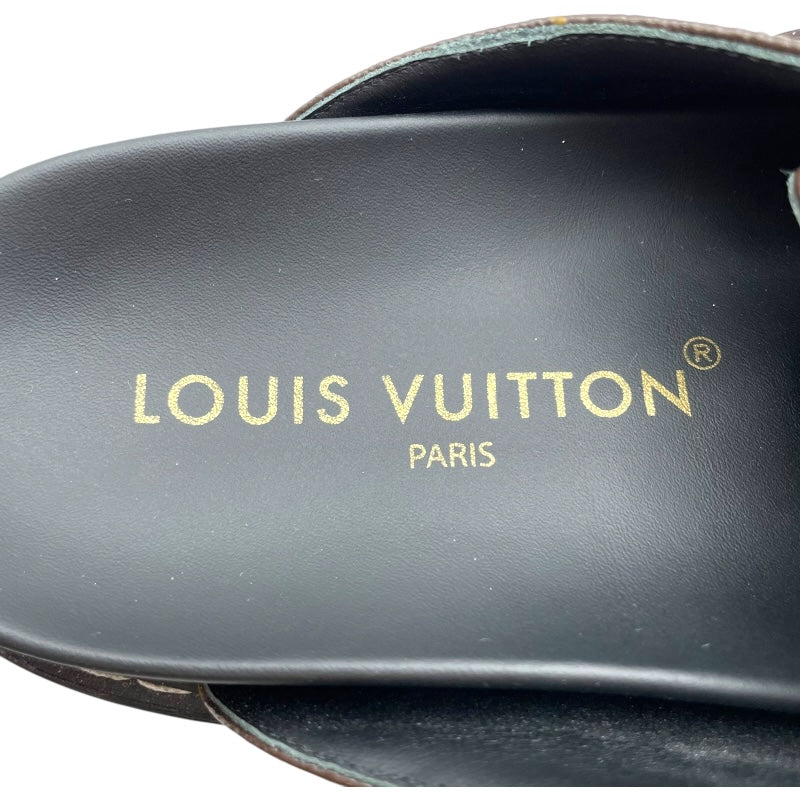 ルイ・ヴィトン LOUIS VUITTON モノグラム総柄ミュールサンダル TC0233 ブラウン レザー レディース サンダル