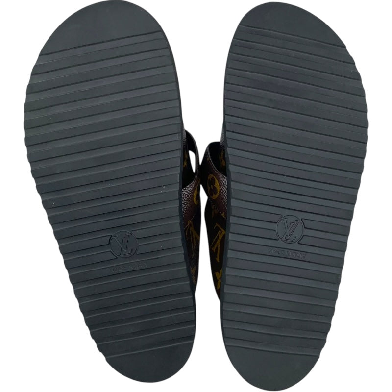 ルイ・ヴィトン LOUIS VUITTON モノグラム総柄ミュールサンダル TC0233 ブラウン レザー レディース サンダル