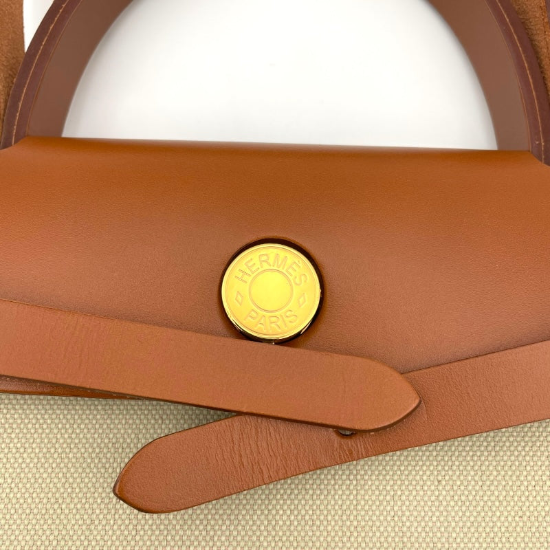 エルメス HERMES エールバッグジップPM B刻 ベージュ GD金具 トワル/ヴァッシュハンター レディース ハンドバッグ