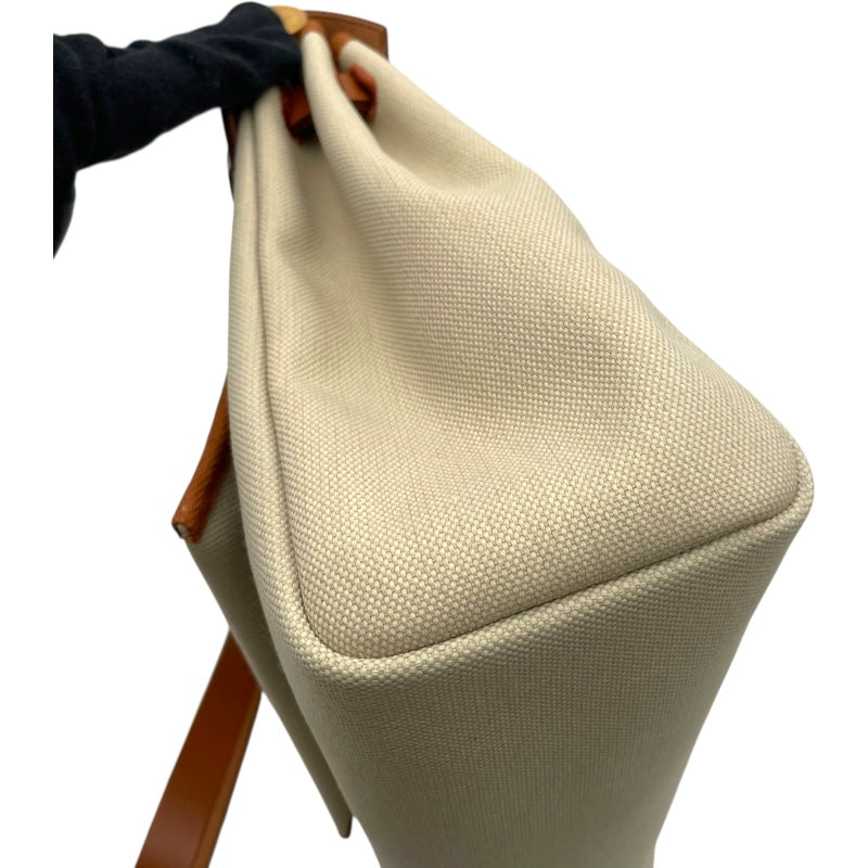 エルメス HERMES エールバッグジップPM B刻 ベージュ GD金具 トワル/ヴァッシュハンター レディース ハンドバッグ