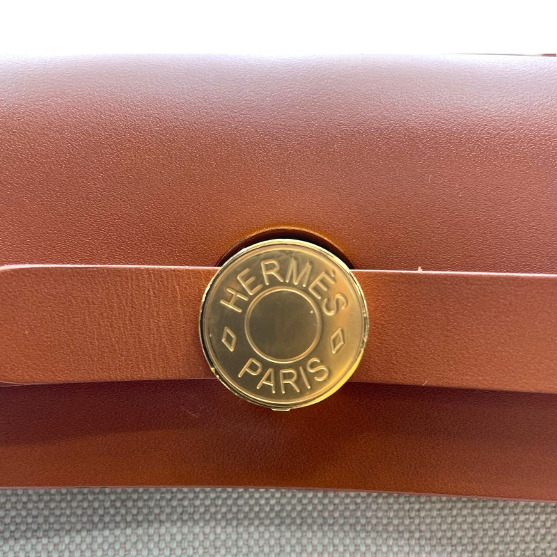 エルメス HERMES エールバッグジップPM B刻 ベージュ GD金具 トワル/ヴァッシュハンター レディース ハンドバッグ