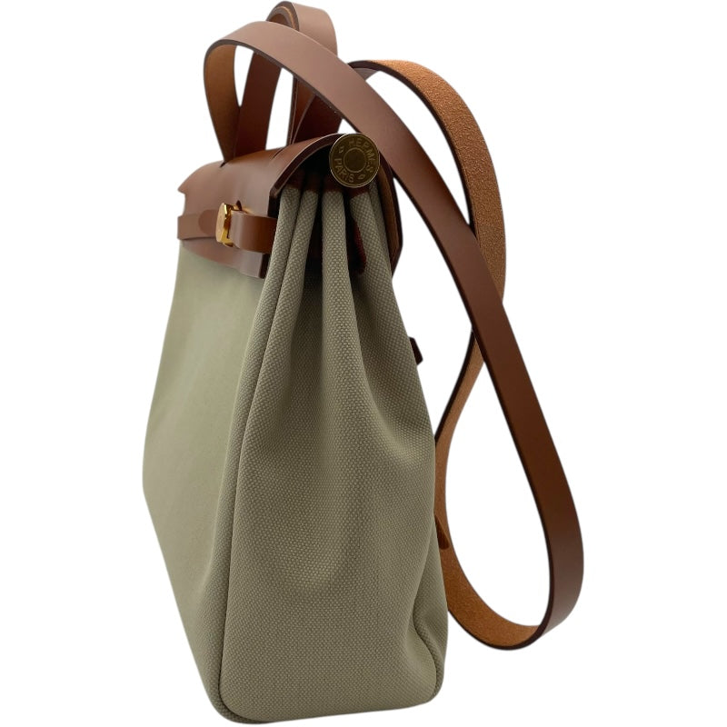 エルメス HERMES エールバッグジップPM B刻 ベージュ GD金具 トワル/ヴァッシュハンター レディース ハンドバッグ