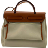 エルメス HERMES エールバッグジップPM B刻 ベージュ GD金具 トワル/ヴァッシュハンター レディース ハンドバッグ