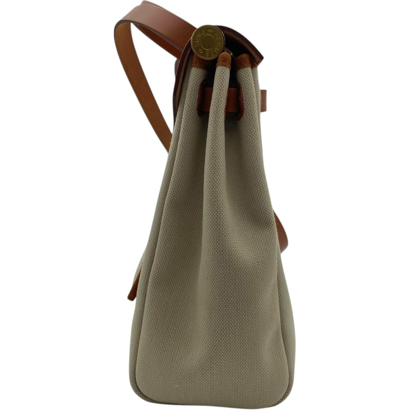 エルメス HERMES エールバッグジップPM B刻 ベージュ GD金具 トワル/ヴァッシュハンター レディース ハンドバッグ