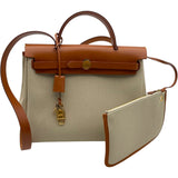 エルメス HERMES エールバッグジップPM B刻 ベージュ GD金具 トワル/ヴァッシュハンター レディース ハンドバッグ