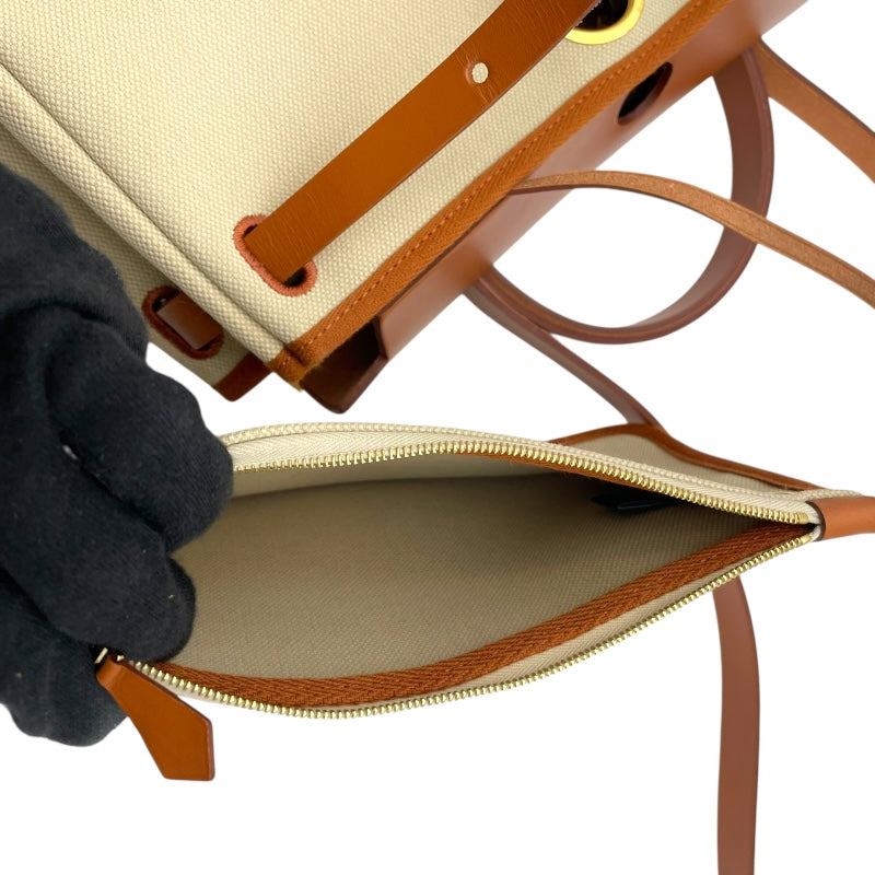 エルメス HERMES エールバッグジップPM B刻 ベージュ GD金具 トワル/ヴァッシュハンター レディース ハンドバッグ
