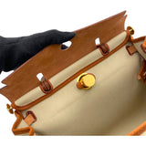 エルメス HERMES エールバッグジップPM B刻 ベージュ GD金具 トワル/ヴァッシュハンター レディース ハンドバッグ