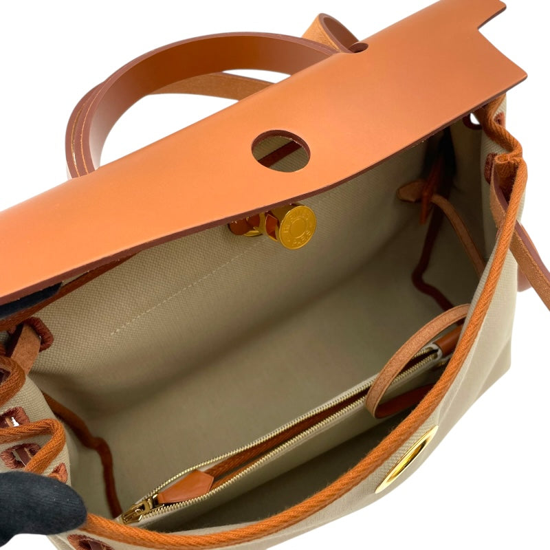 エルメス HERMES エールバッグジップPM B刻 ベージュ GD金具 トワル/ヴァッシュハンター レディース ハンドバッグ