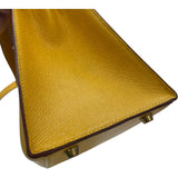 エルメス HERMES ケリー32 外縫い 〇W刻 イエロー GD金具 クシュベル レディース ハンドバッグ