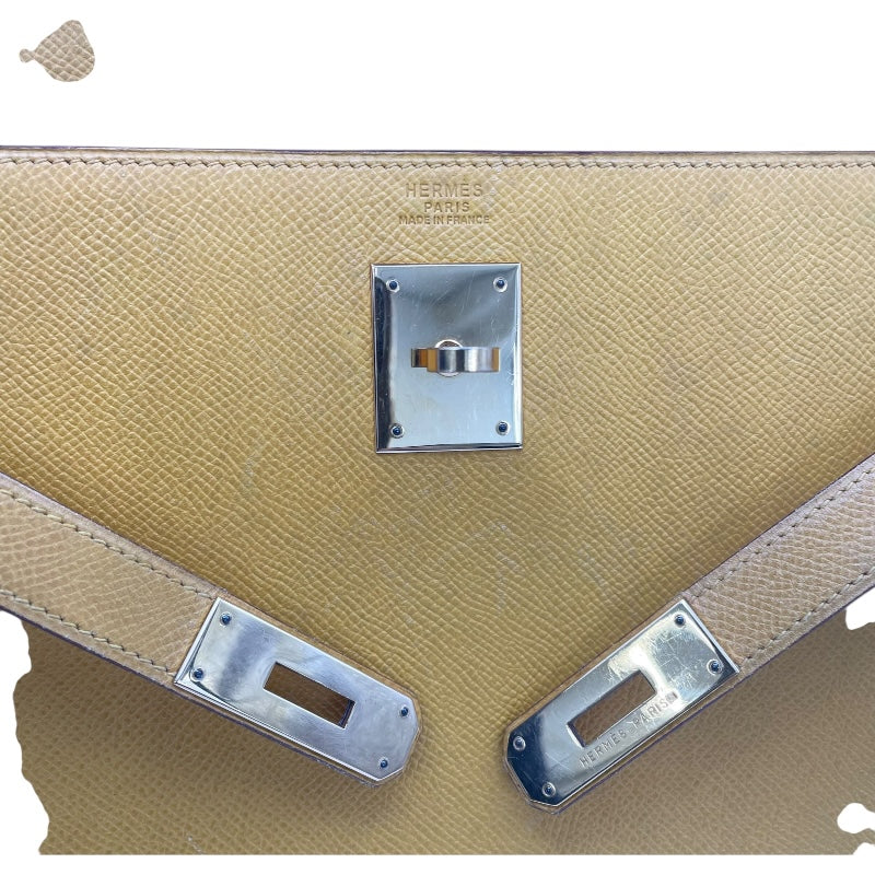 エルメス HERMES ケリー32 外縫い 〇W刻 イエロー GD金具 クシュベル レディース ハンドバッグ