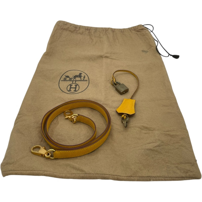 エルメス HERMES ケリー32 外縫い 〇W刻 イエロー GD金具 クシュベル レディース ハンドバッグ