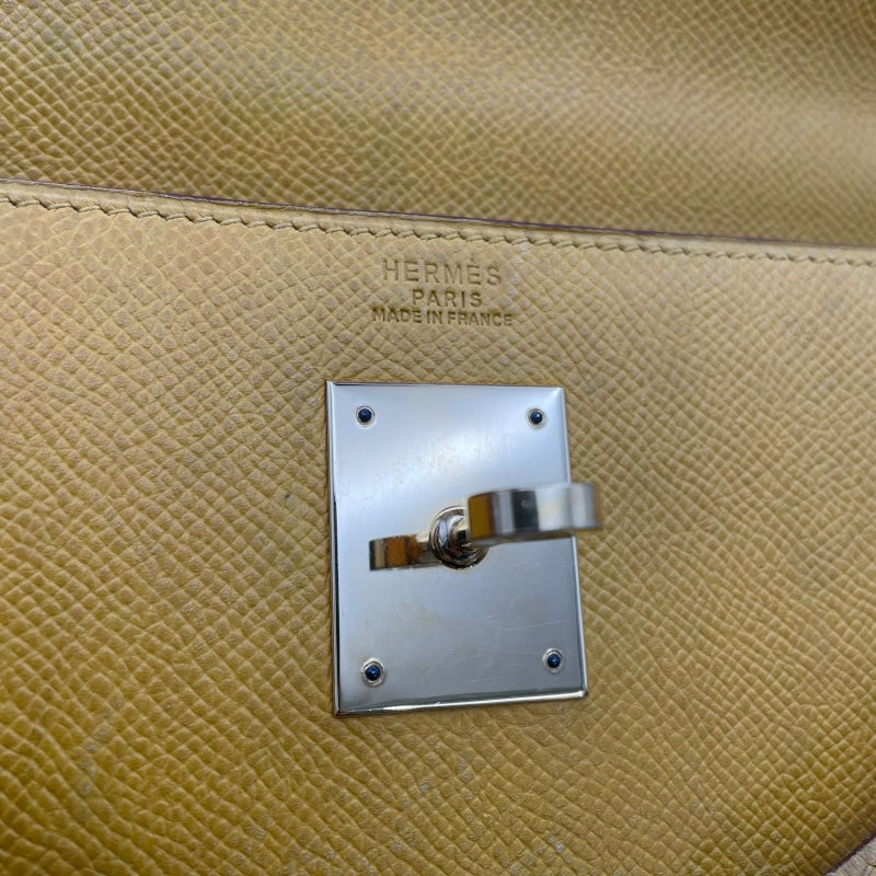 エルメス HERMES ケリー32 外縫い 〇W刻 イエロー GD金具 クシュベル レディース ハンドバッグ