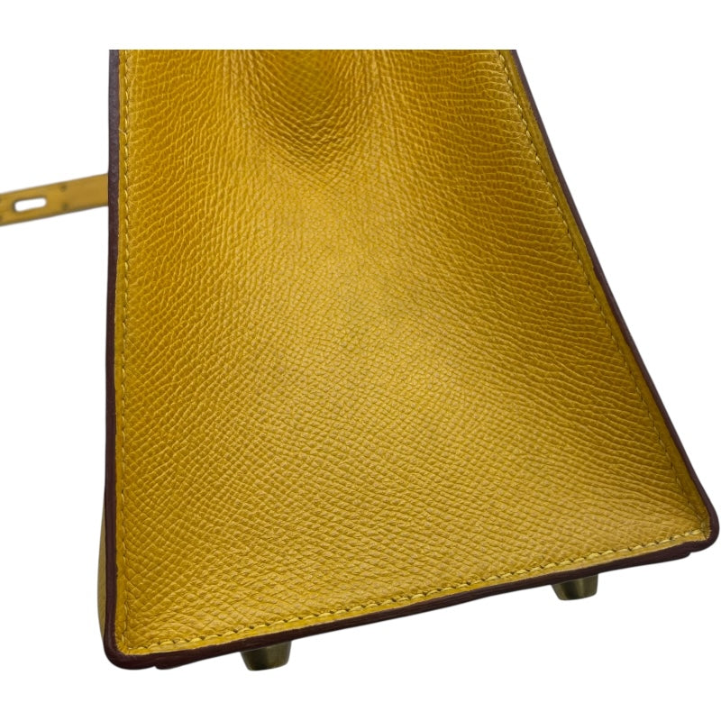 エルメス HERMES ケリー32 外縫い 〇W刻 イエロー GD金具 クシュベル レディース ハンドバッグ