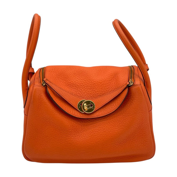 エルメス HERMES リンディ26 □M刻　(2009年製) オレンジ　ゴールド金具 トリヨンクレマンス レディース ショルダーバッグ