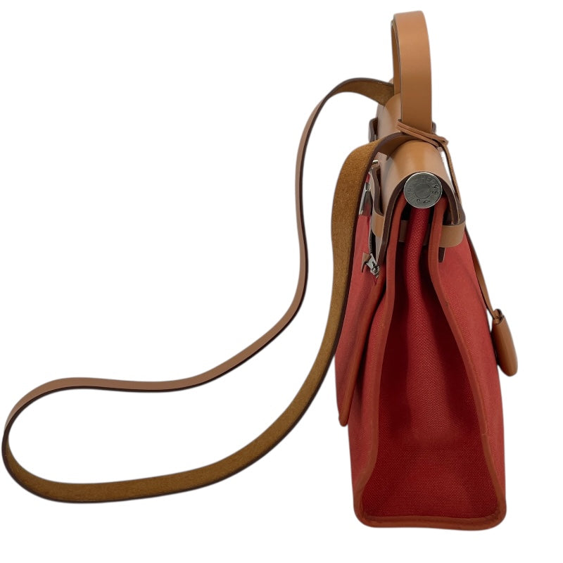 エルメス HERMES エールバッグジップPM X刻 オレンジ・ブラウン SV金具 トワル/ハンター レディース ショルダーバッグ