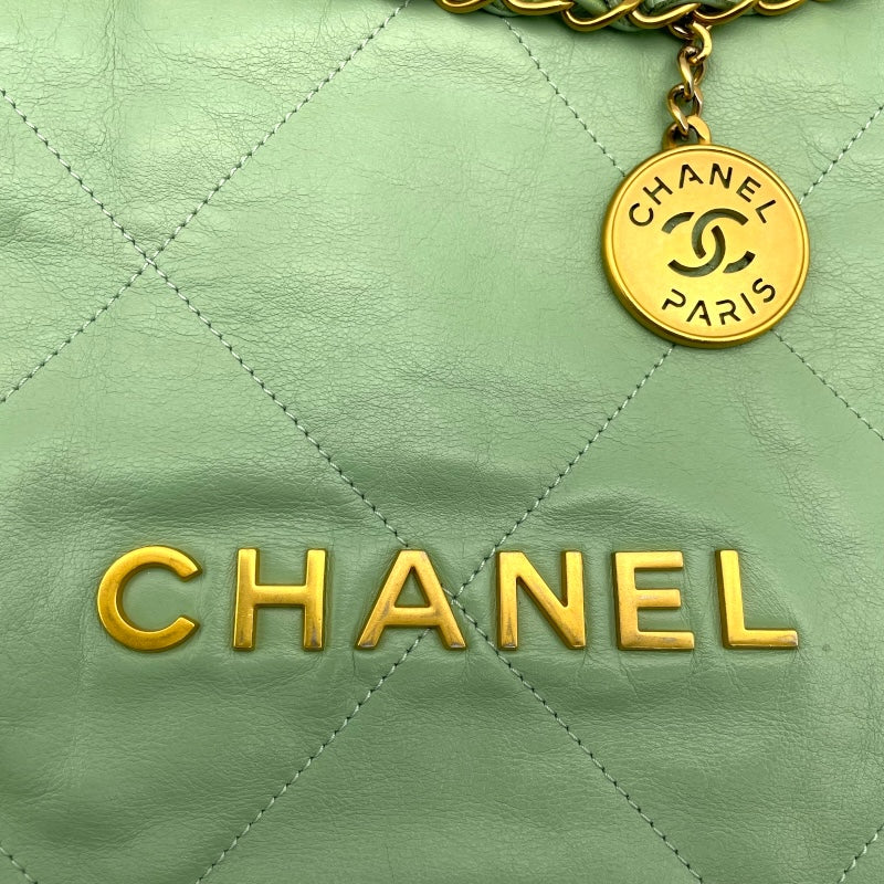 シャネル CHANEL CHANEL22スモール AS3260 グリーン GD シャイニーカーフ レディース ショルダーバッグ